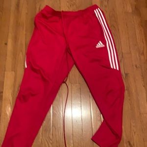 Red adidas joggers